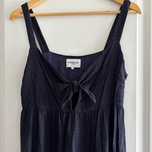 FRNCH Black Midi Dress with tie in front